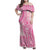 Pink Niue Language Week Family Matching Off Shoulder Maxi Dress and Hawaiian Shirt The Rock Coconut Crab - Siapo Pattern