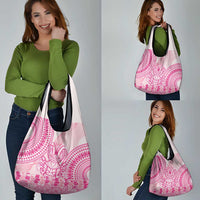 Pink Niue Language Week Grocery Bag The Rock Coconut Crab - Siapo Pattern