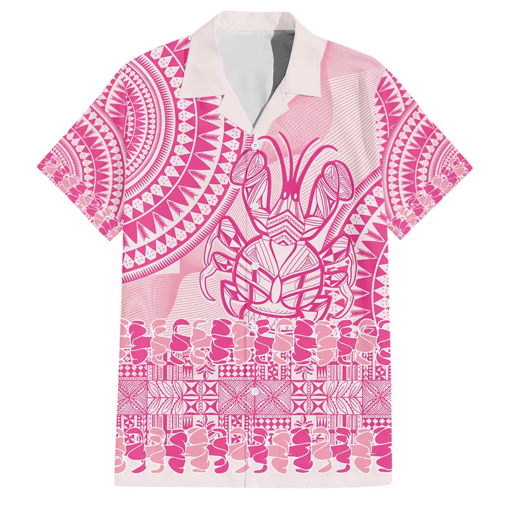 Pink Niue Language Week Hawaiian Shirt The Rock Coconut Crab - Siapo Pattern LT14 Pink - Polynesian Pride