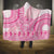 Pink Niue Language Week Hooded Blanket The Rock Coconut Crab - Siapo Pattern