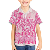 Pink Niue Language Week Kid Hawaiian Shirt The Rock Coconut Crab - Siapo Pattern