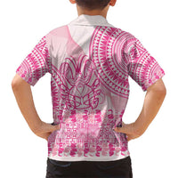 Pink Niue Language Week Kid Hawaiian Shirt The Rock Coconut Crab - Siapo Pattern