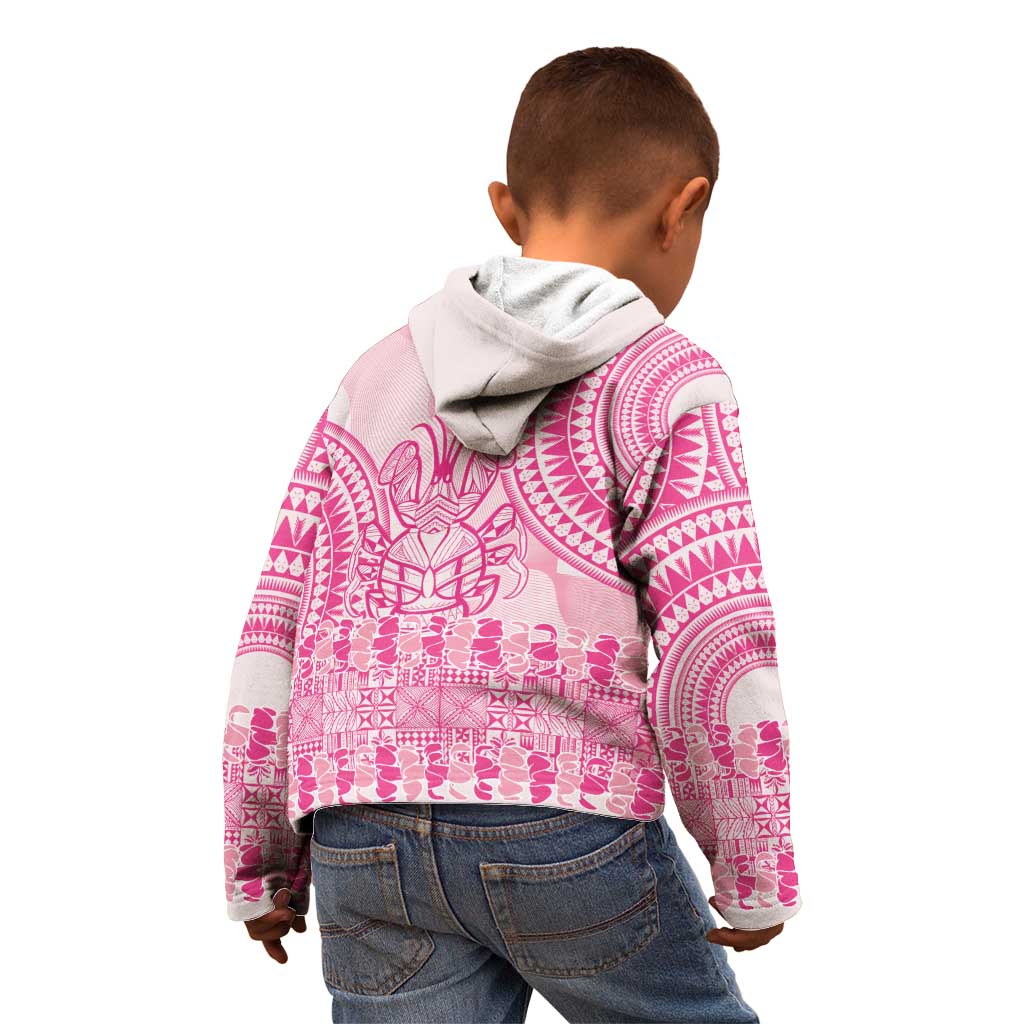 Pink Niue Language Week Kid Hoodie The Rock Coconut Crab - Siapo Pattern