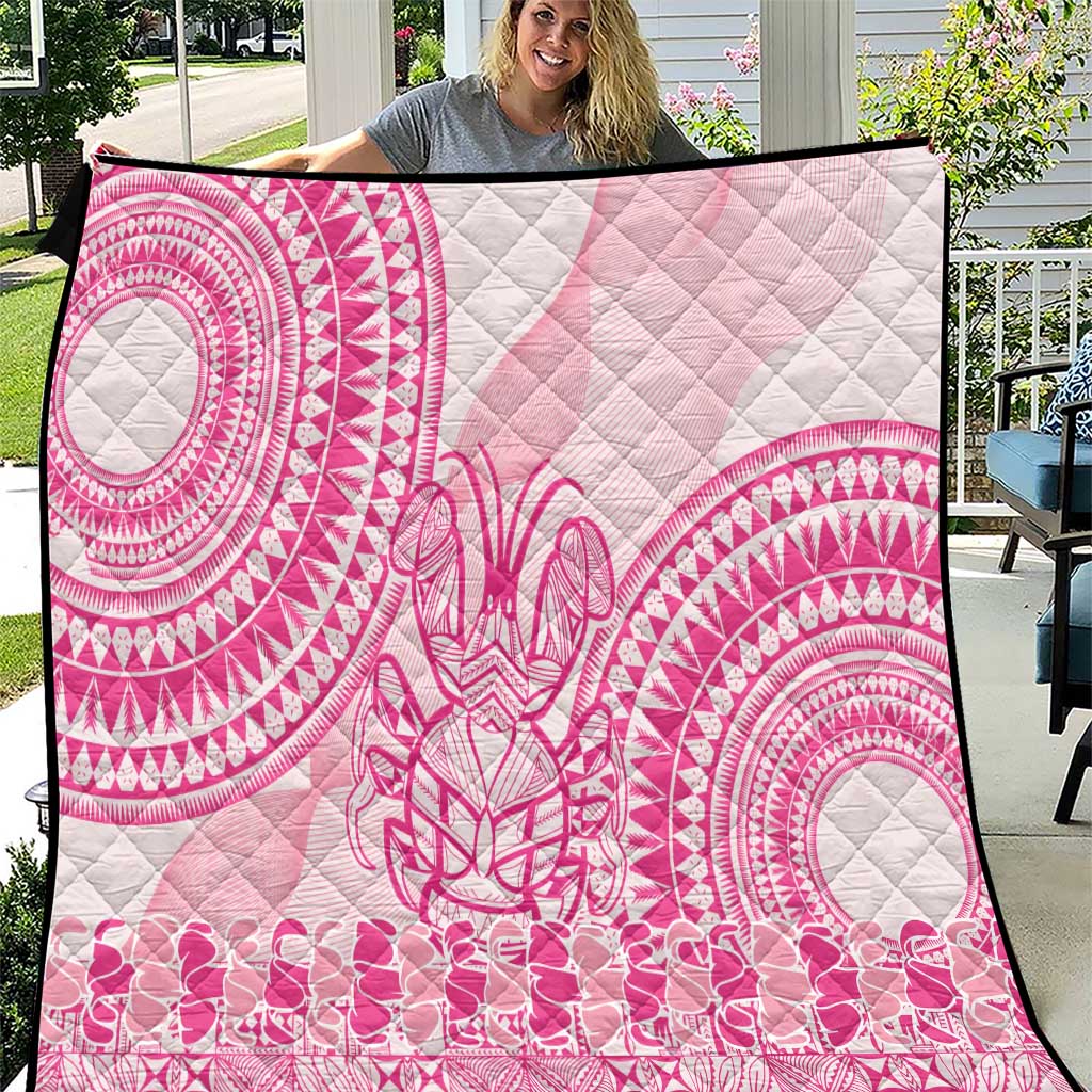 Pink Niue Language Week Quilt The Rock Coconut Crab - Siapo Pattern