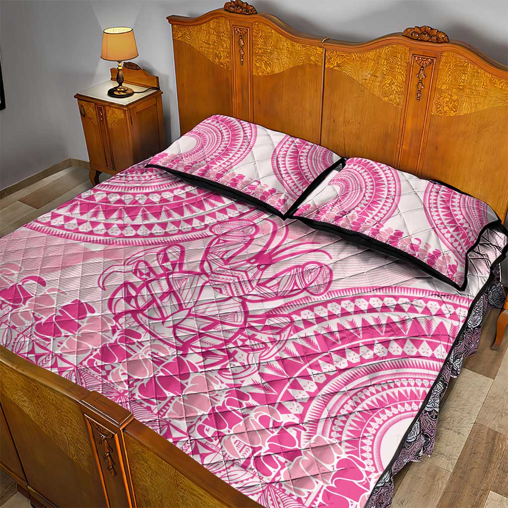Pink Niue Language Week Quilt Bed Set The Rock Coconut Crab - Siapo Pattern LT14 - Polynesian Pride
