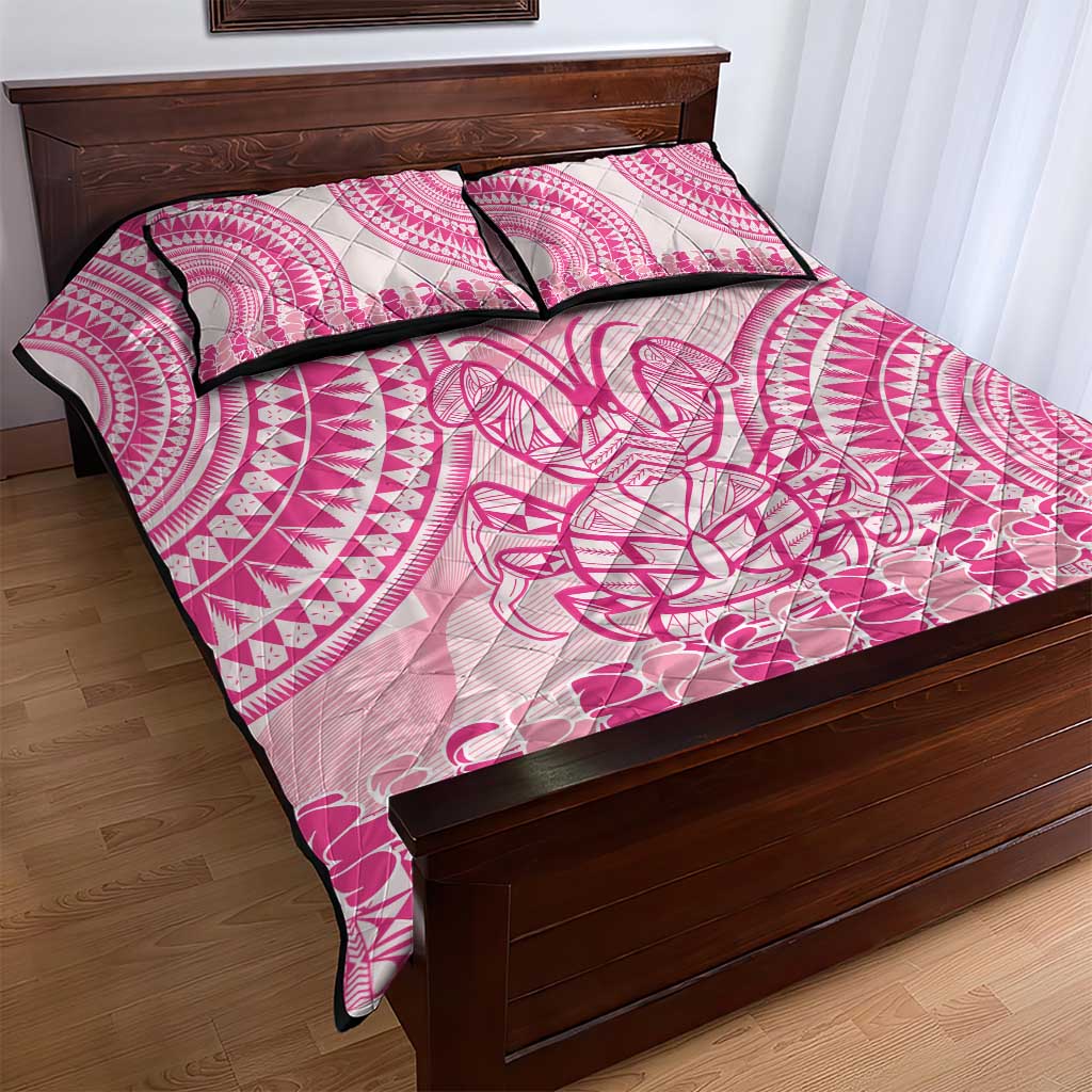 Pink Niue Language Week Quilt Bed Set The Rock Coconut Crab - Siapo Pattern LT14 - Polynesian Pride