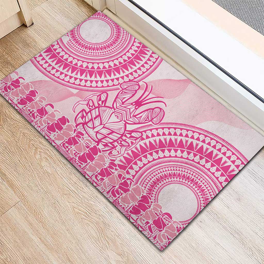 Pink Niue Language Week Rubber Doormat The Rock Coconut Crab - Siapo Pattern LT14 - Polynesian Pride
