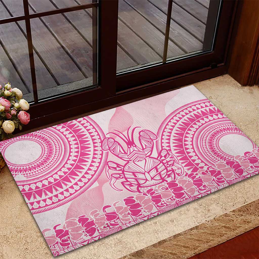 Pink Niue Language Week Rubber Doormat The Rock Coconut Crab - Siapo Pattern LT14 - Polynesian Pride