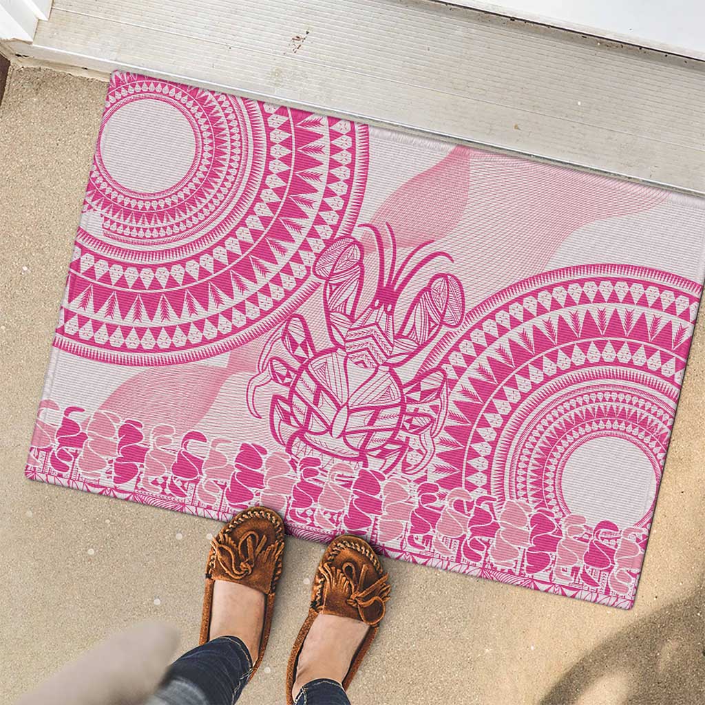 Pink Niue Language Week Rubber Doormat The Rock Coconut Crab - Siapo Pattern LT14 - Polynesian Pride