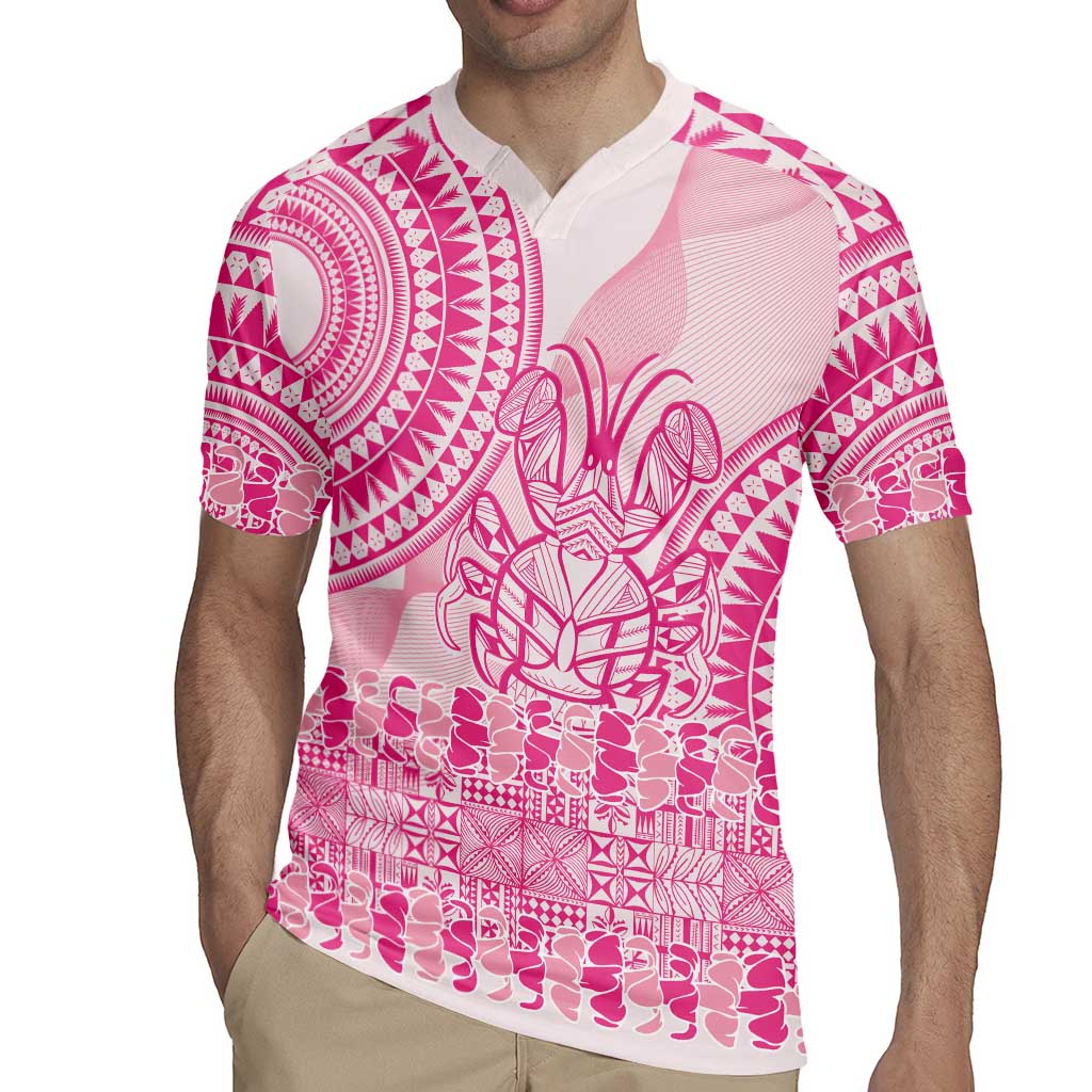 Pink Niue Language Week Rugby Jersey The Rock Coconut Crab - Siapo Pattern