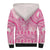 Pink Niue Language Week Sherpa Hoodie The Rock Coconut Crab - Siapo Pattern