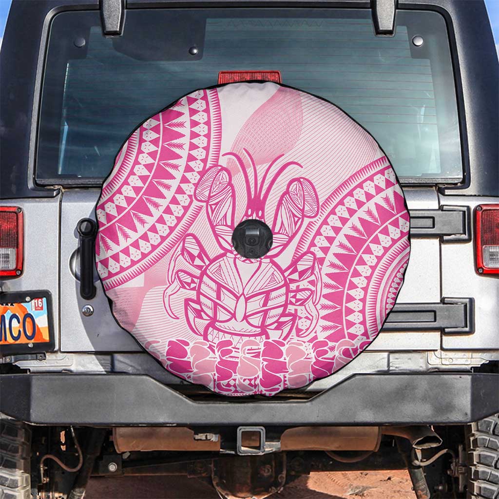 Pink Niue Language Week Spare Tire Cover The Rock Coconut Crab - Siapo Pattern LT14 Pink - Polynesian Pride
