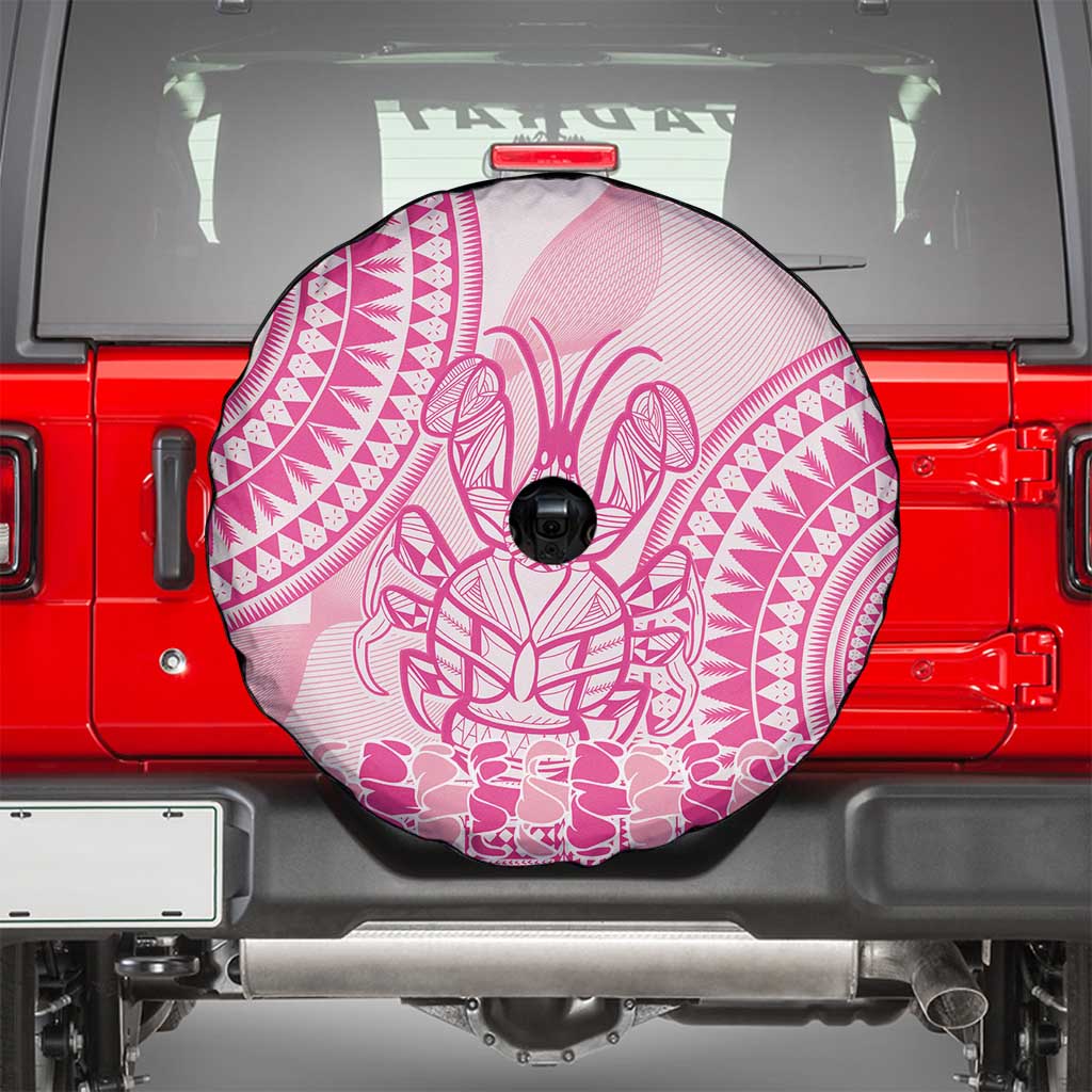 Pink Niue Language Week Spare Tire Cover The Rock Coconut Crab - Siapo Pattern LT14 - Polynesian Pride
