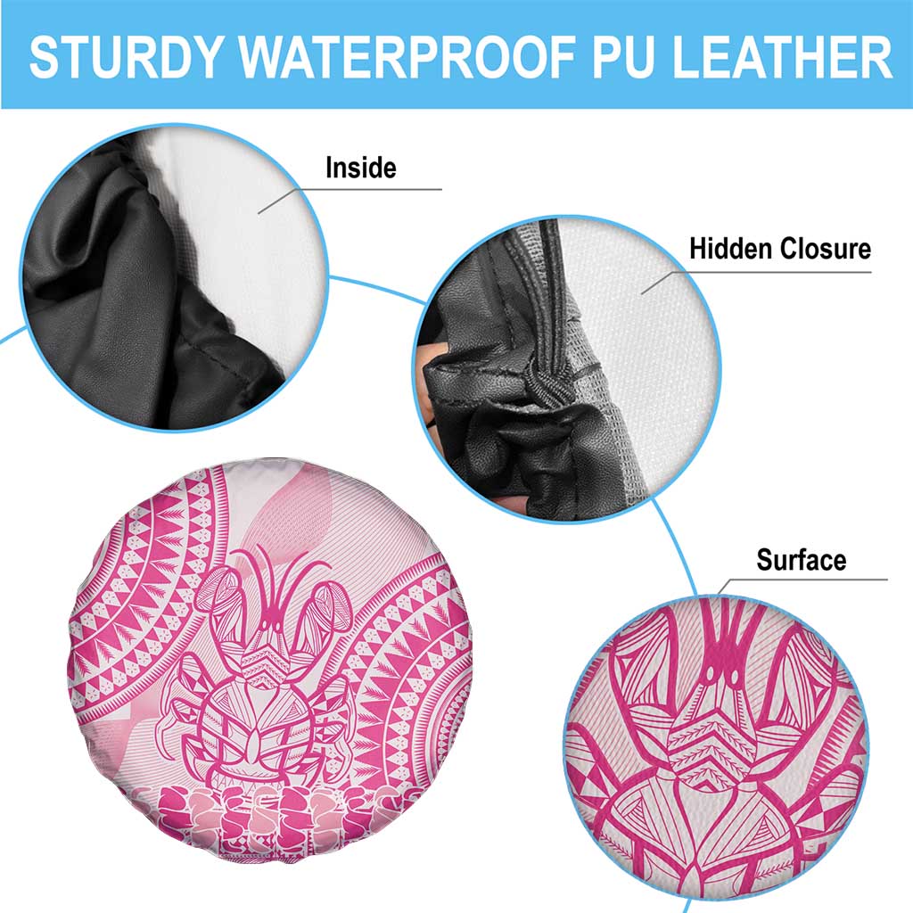 Pink Niue Language Week Spare Tire Cover The Rock Coconut Crab - Siapo Pattern LT14 - Polynesian Pride