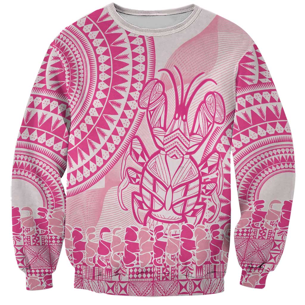 Pink Niue Language Week Sweatshirt The Rock Coconut Crab - Siapo Pattern