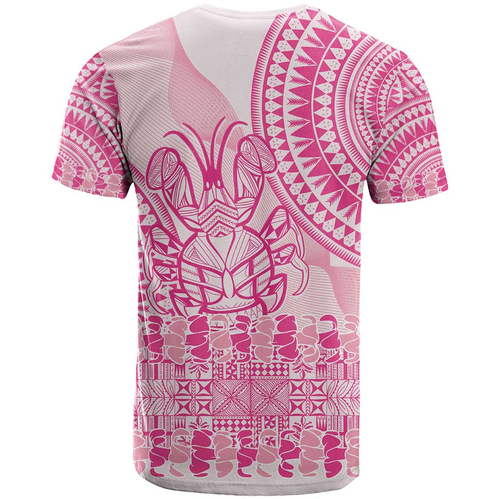 Pink Niue Language Week T Shirt The Rock Coconut Crab - Siapo Pattern LT14 - Polynesian Pride