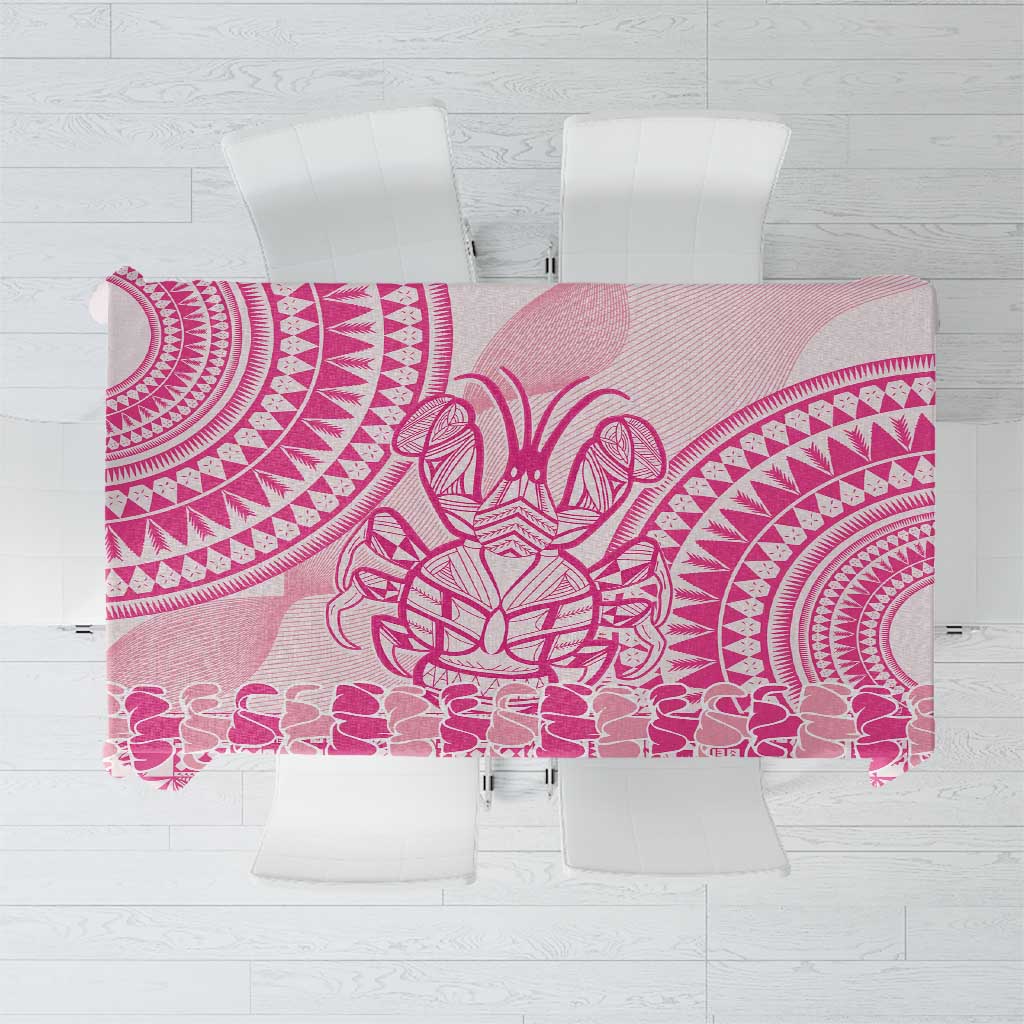 Pink Niue Language Week Tablecloth The Rock Coconut Crab - Siapo Pattern