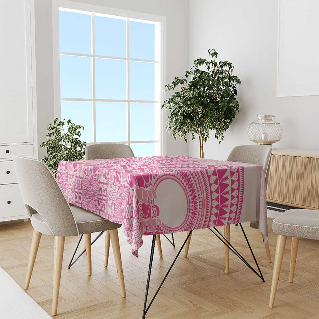 Pink Niue Language Week Tablecloth The Rock Coconut Crab - Siapo Pattern LT14 - Polynesian Pride
