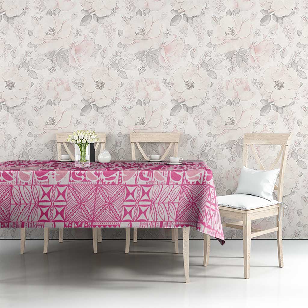 Pink Niue Language Week Tablecloth The Rock Coconut Crab - Siapo Pattern LT14 - Polynesian Pride