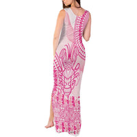 Pink Niue Language Week Tank Maxi Dress The Rock Coconut Crab - Siapo Pattern