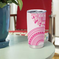 Pink Niue Language Week Tumbler Cup The Rock Coconut Crab - Siapo Pattern LT14 - Polynesian Pride