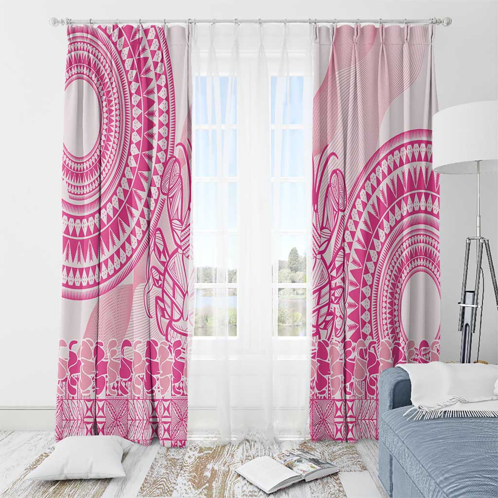 Pink Niue Language Week Window Curtain The Rock Coconut Crab - Siapo Pattern LT14 - Polynesian Pride