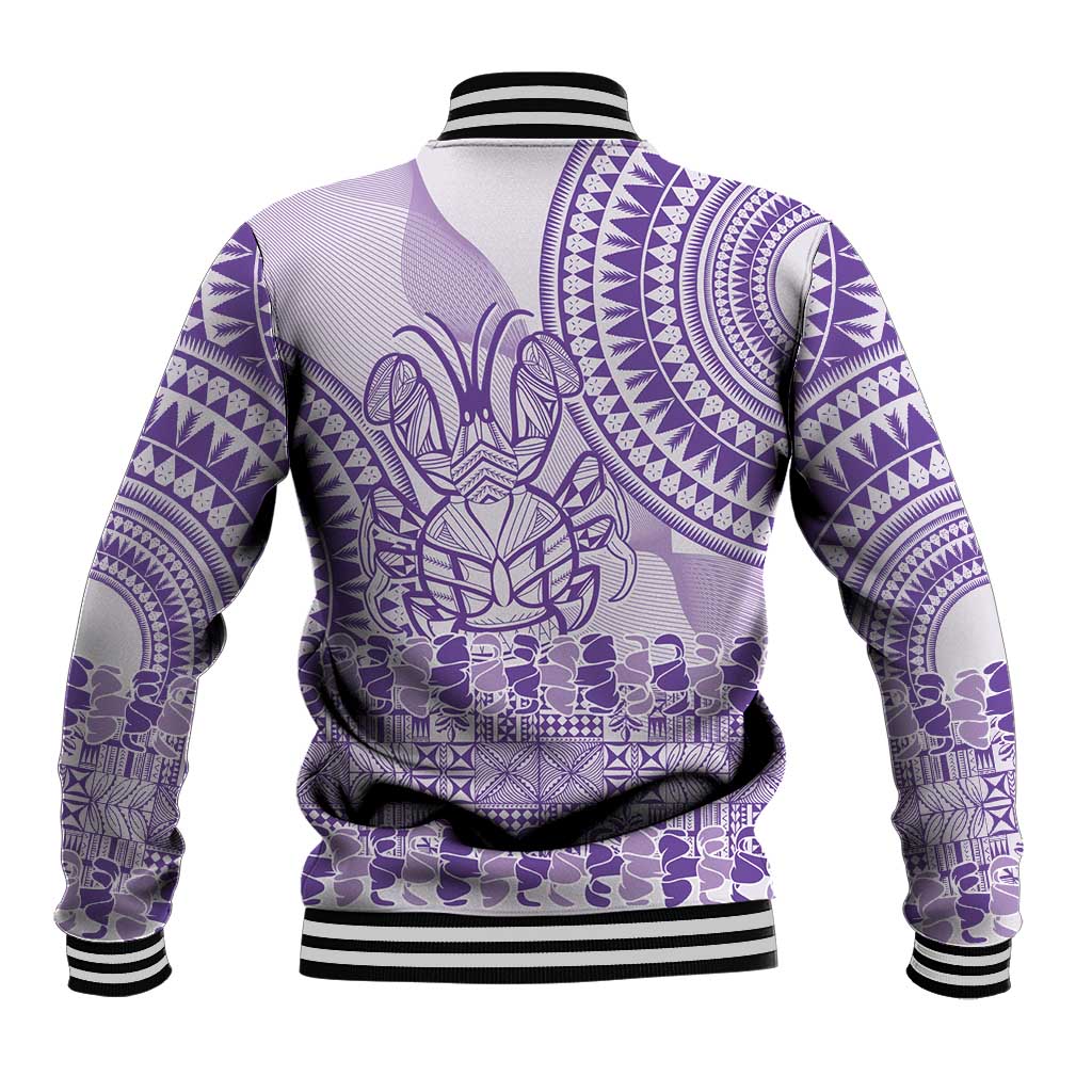 Purple Niue Language Week Baseball Jacket The Rock Coconut Crab - Siapo Pattern LT14 - Polynesian Pride