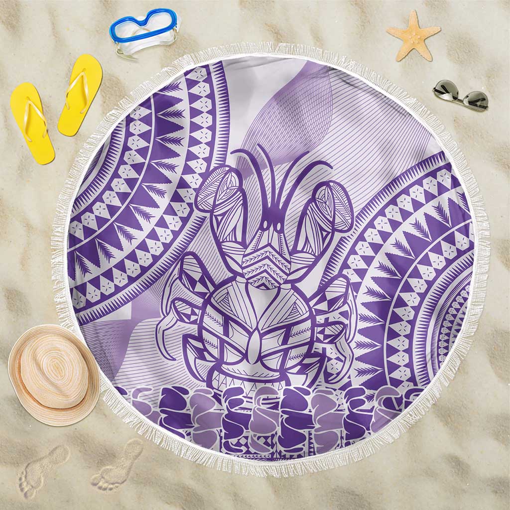 Purple Niue Language Week Beach Blanket The Rock Coconut Crab - Siapo Pattern LT14 One Size 150cm Purple - Polynesian Pride
