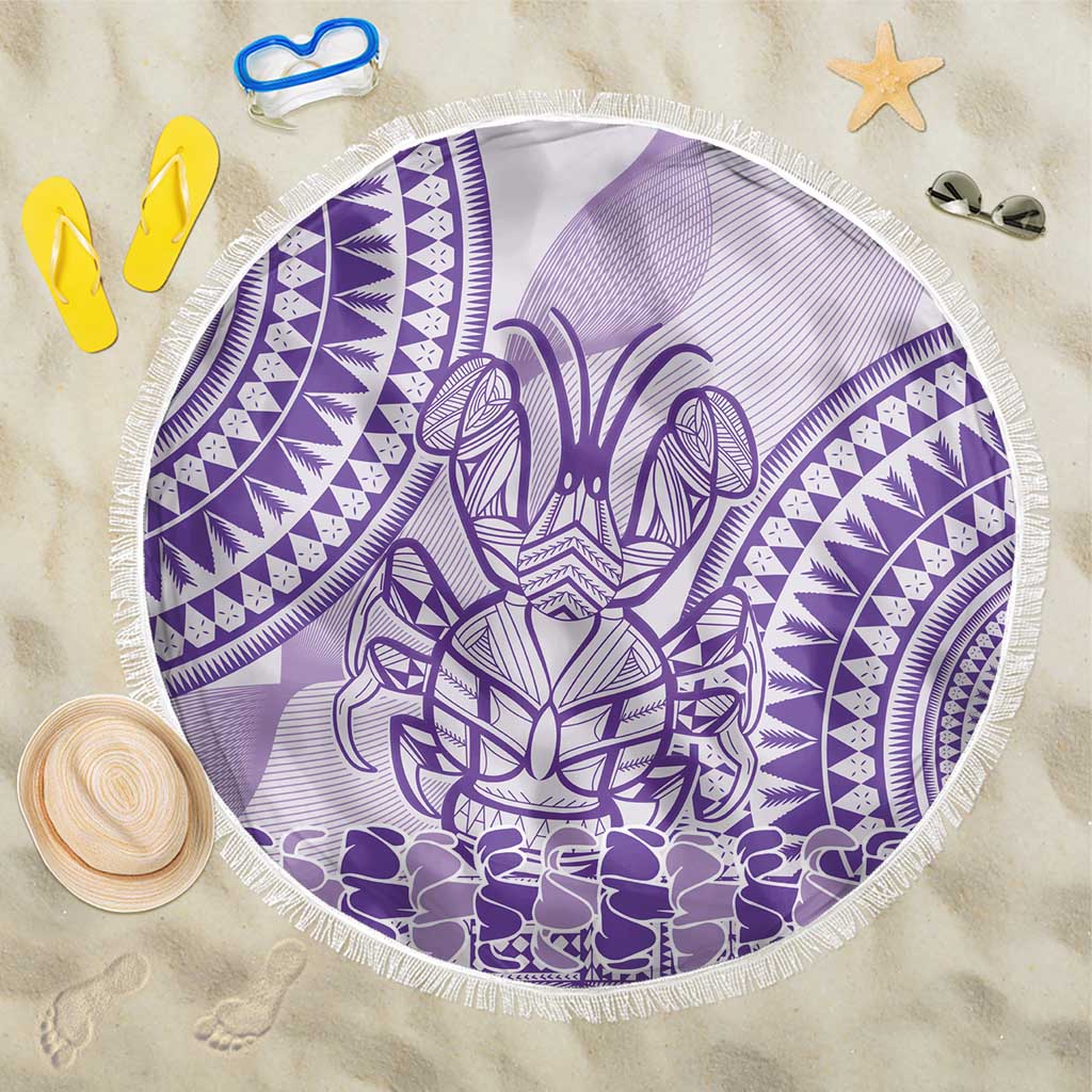 Purple Niue Language Week Beach Blanket The Rock Coconut Crab - Siapo Pattern