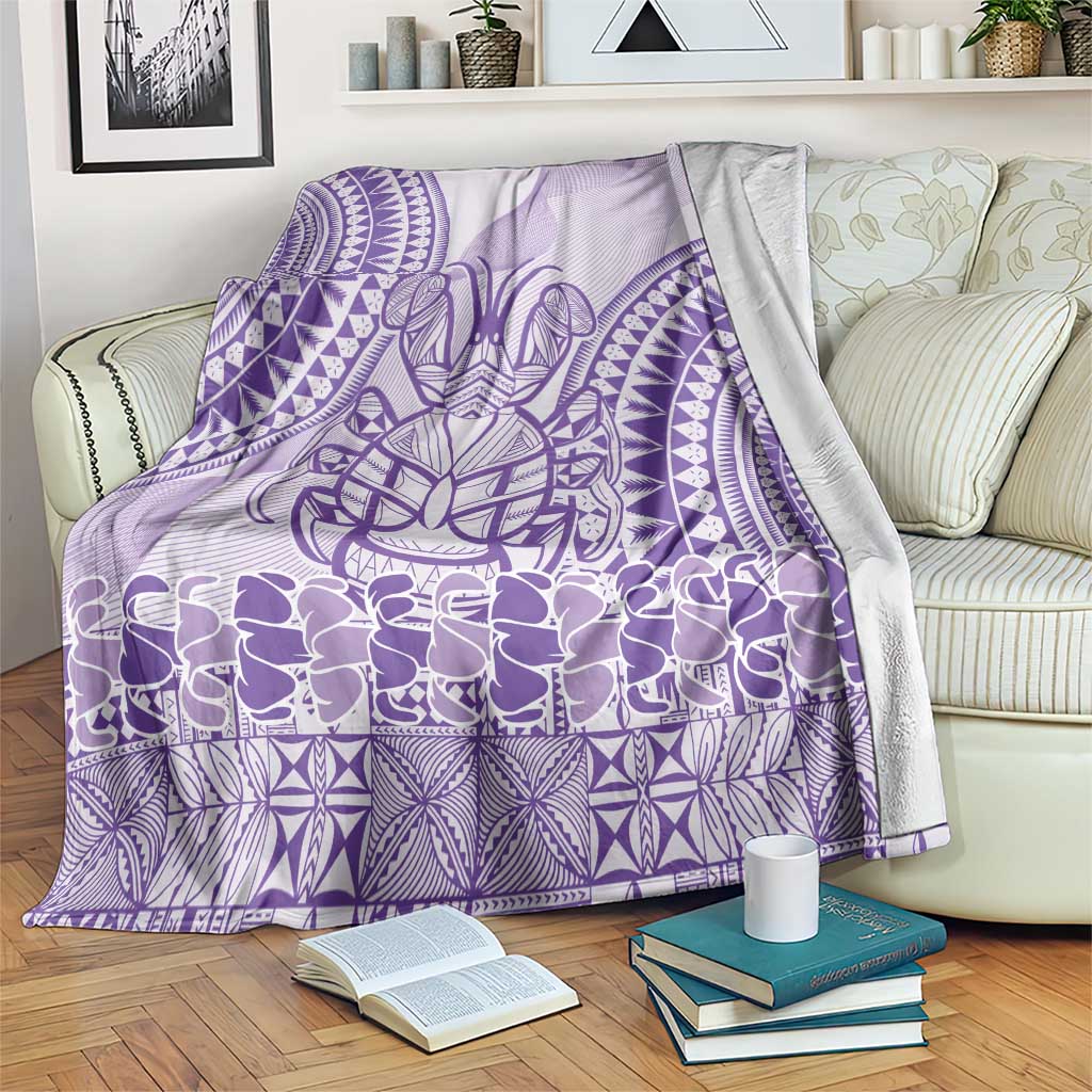 Purple Niue Language Week Blanket The Rock Coconut Crab - Siapo Pattern LT14 Purple - Polynesian Pride