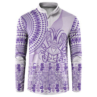 Purple Niue Language Week Button Sweatshirt The Rock Coconut Crab - Siapo Pattern LT14 Purple - Polynesian Pride