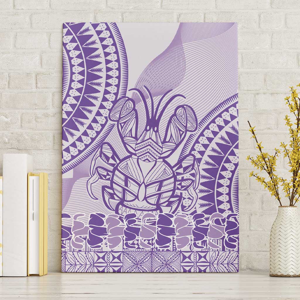 Purple Niue Language Week Canvas Wall Art The Rock Coconut Crab - Siapo Pattern