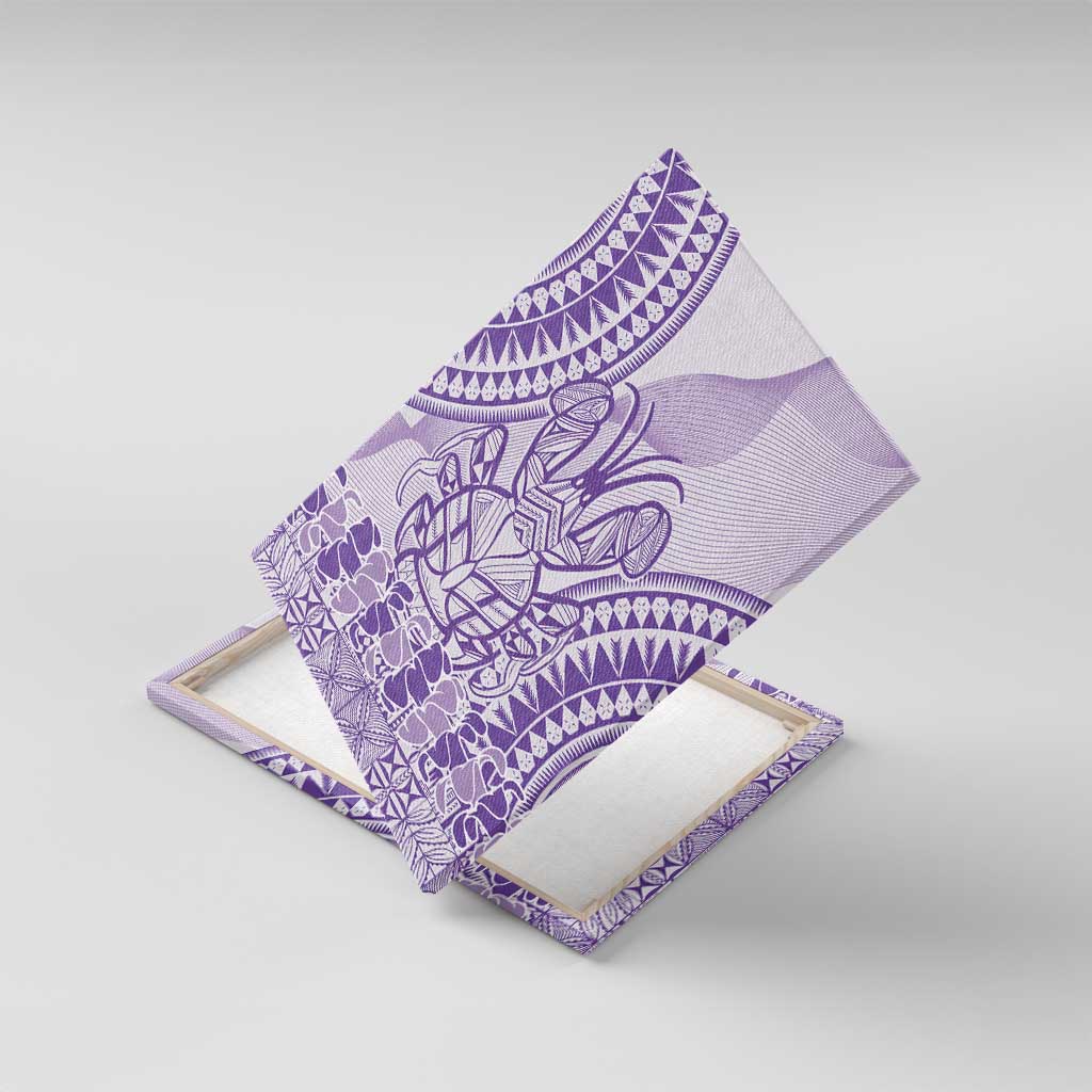 Purple Niue Language Week Canvas Wall Art The Rock Coconut Crab - Siapo Pattern LT14 With Frame Purple - Polynesian Pride