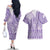 Purple Niue Language Week Couples Matching Off The Shoulder Long Sleeve Dress and Hawaiian Shirt The Rock Coconut Crab - Siapo Pattern