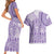 Purple Niue Language Week Couples Matching Short Sleeve Bodycon Dress and Hawaiian Shirt The Rock Coconut Crab - Siapo Pattern