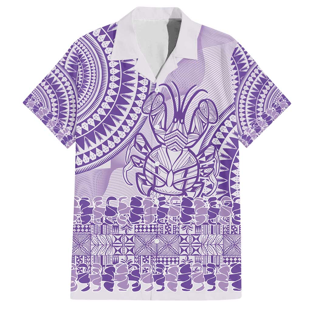 Purple Niue Language Week Family Matching Summer Maxi Dress and Hawaiian Shirt The Rock Coconut Crab - Siapo Pattern