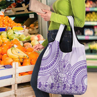 Purple Niue Language Week Grocery Bag The Rock Coconut Crab - Siapo Pattern