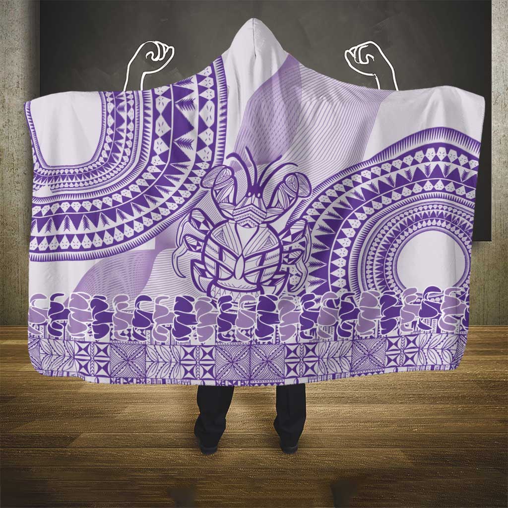 Purple Niue Language Week Hooded Blanket The Rock Coconut Crab - Siapo Pattern LT14 - Polynesian Pride