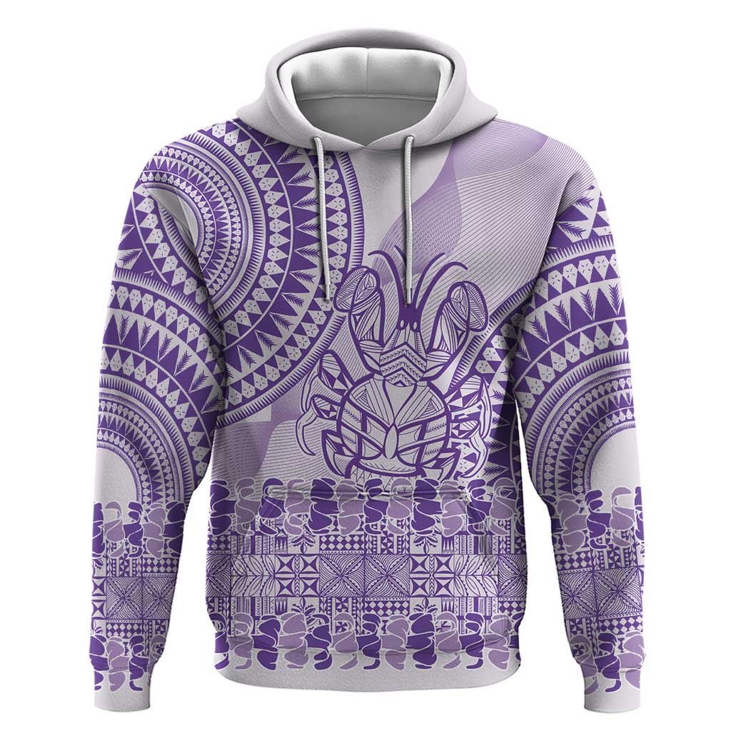 Purple Niue Language Week Hoodie The Rock Coconut Crab - Siapo Pattern