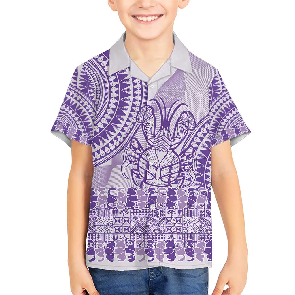 Purple Niue Language Week Kid Hawaiian Shirt The Rock Coconut Crab - Siapo Pattern