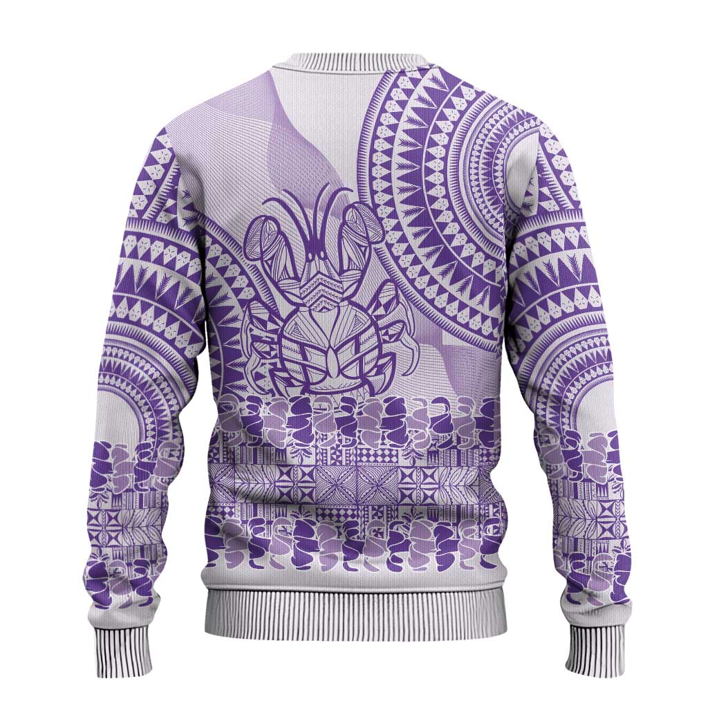Purple Niue Language Week Ugly Christmas Sweater The Rock Coconut Crab - Siapo Pattern
