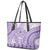 Purple Niue Language Week Leather Tote Bag The Rock Coconut Crab - Siapo Pattern