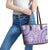 Purple Niue Language Week Leather Tote Bag The Rock Coconut Crab - Siapo Pattern