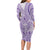 Purple Niue Language Week Long Sleeve Bodycon Dress The Rock Coconut Crab - Siapo Pattern