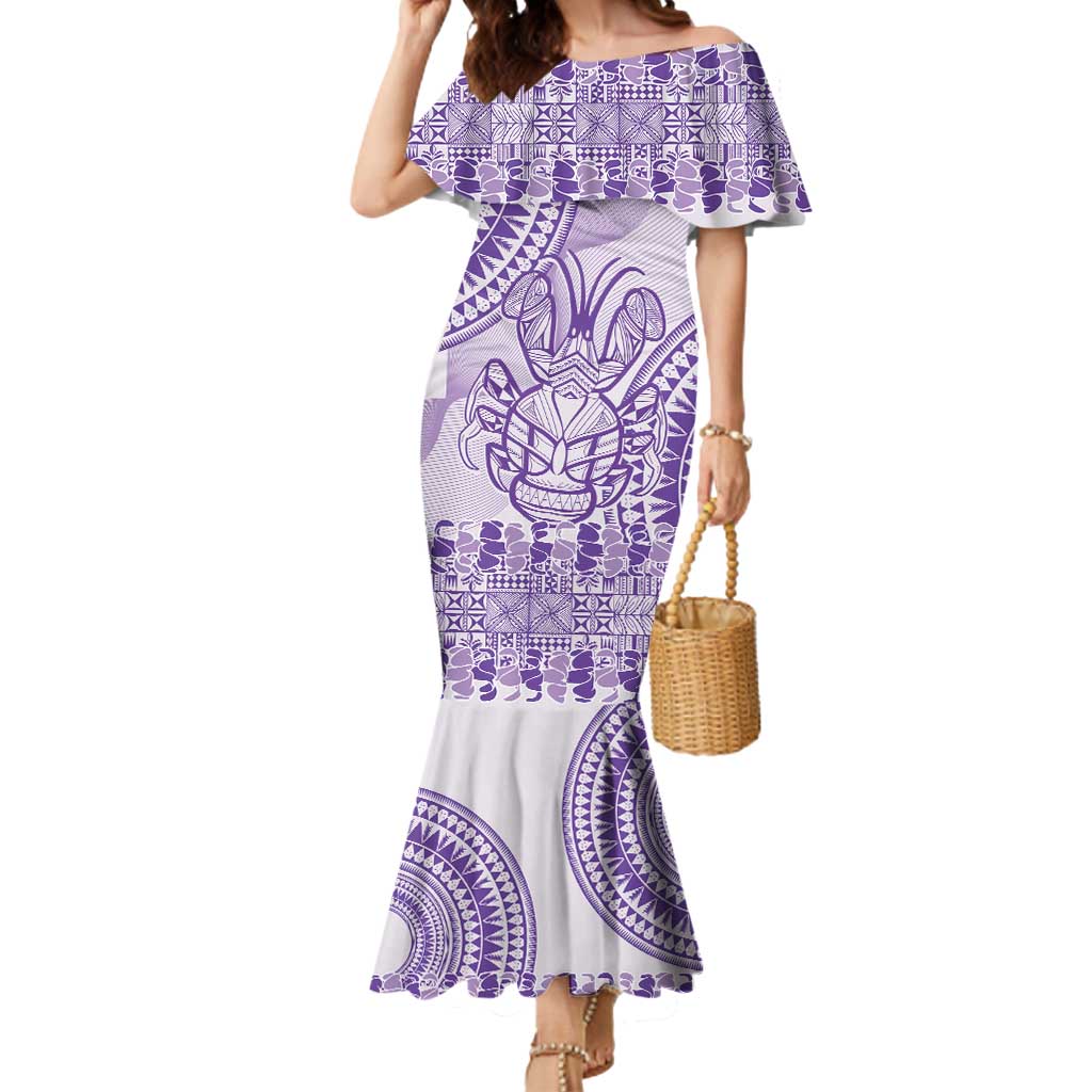 Purple Niue Language Week Mermaid Dress The Rock Coconut Crab - Siapo Pattern