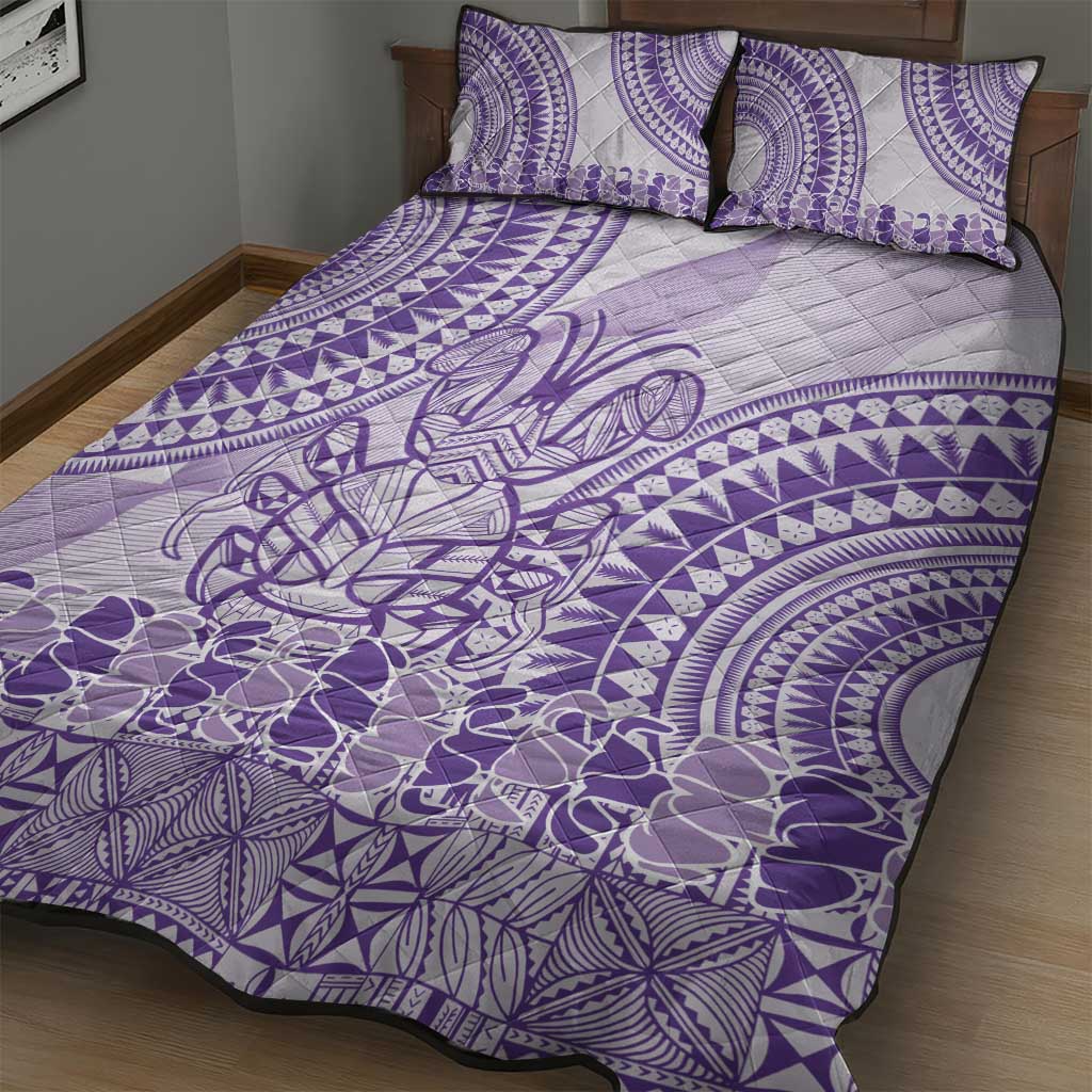 Purple Niue Language Week Quilt Bed Set The Rock Coconut Crab - Siapo Pattern LT14 - Polynesian Pride