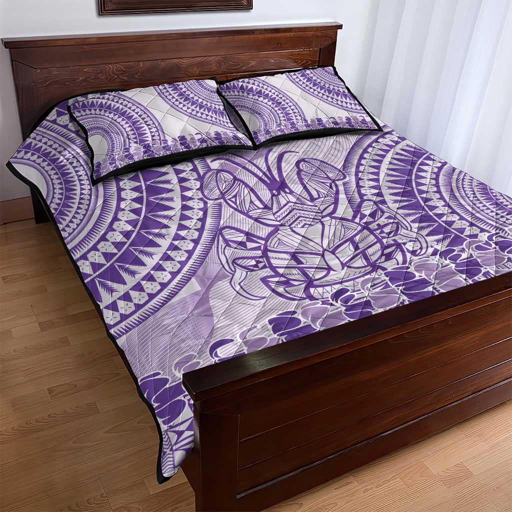 Purple Niue Language Week Quilt Bed Set The Rock Coconut Crab - Siapo Pattern LT14 - Polynesian Pride