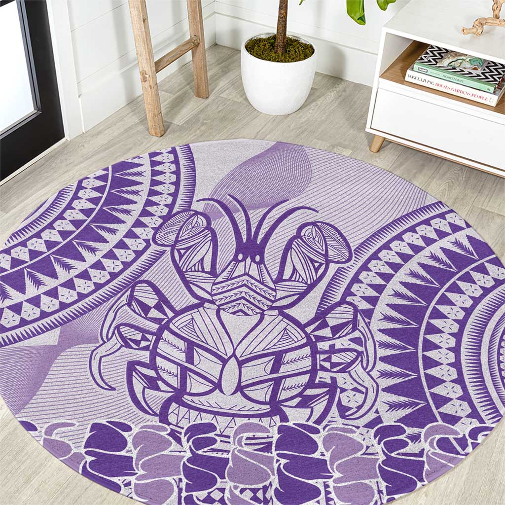 Purple Niue Language Week Round Carpet The Rock Coconut Crab - Siapo Pattern