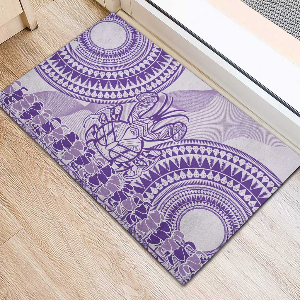 Purple Niue Language Week Rubber Doormat The Rock Coconut Crab - Siapo Pattern LT14 - Polynesian Pride