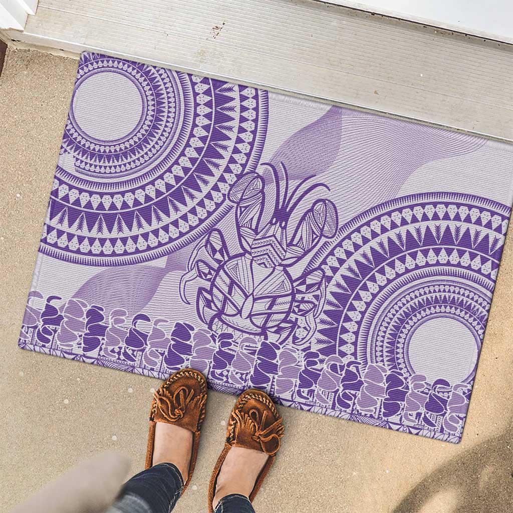 Purple Niue Language Week Rubber Doormat The Rock Coconut Crab - Siapo Pattern LT14 - Polynesian Pride